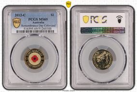 2012-C $2 Remembrance Day Colorized MS69