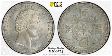 1829 Thaler KM-738 Commercial Treaty MS66+