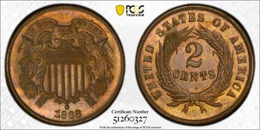 1868 2C MS64RB