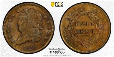 1829 1/2C MS65BN