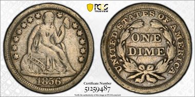 1856 10C Large Date F12