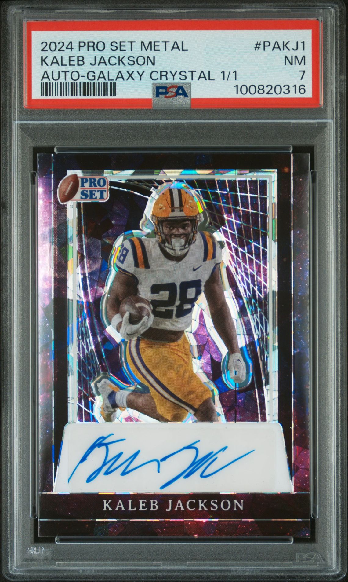 2024 Leaf LEAF PRO SET METAL AUTOGRAPHS GALAXY CRYSTAL 1/1 #PAKJ1 Kaleb Jackson front