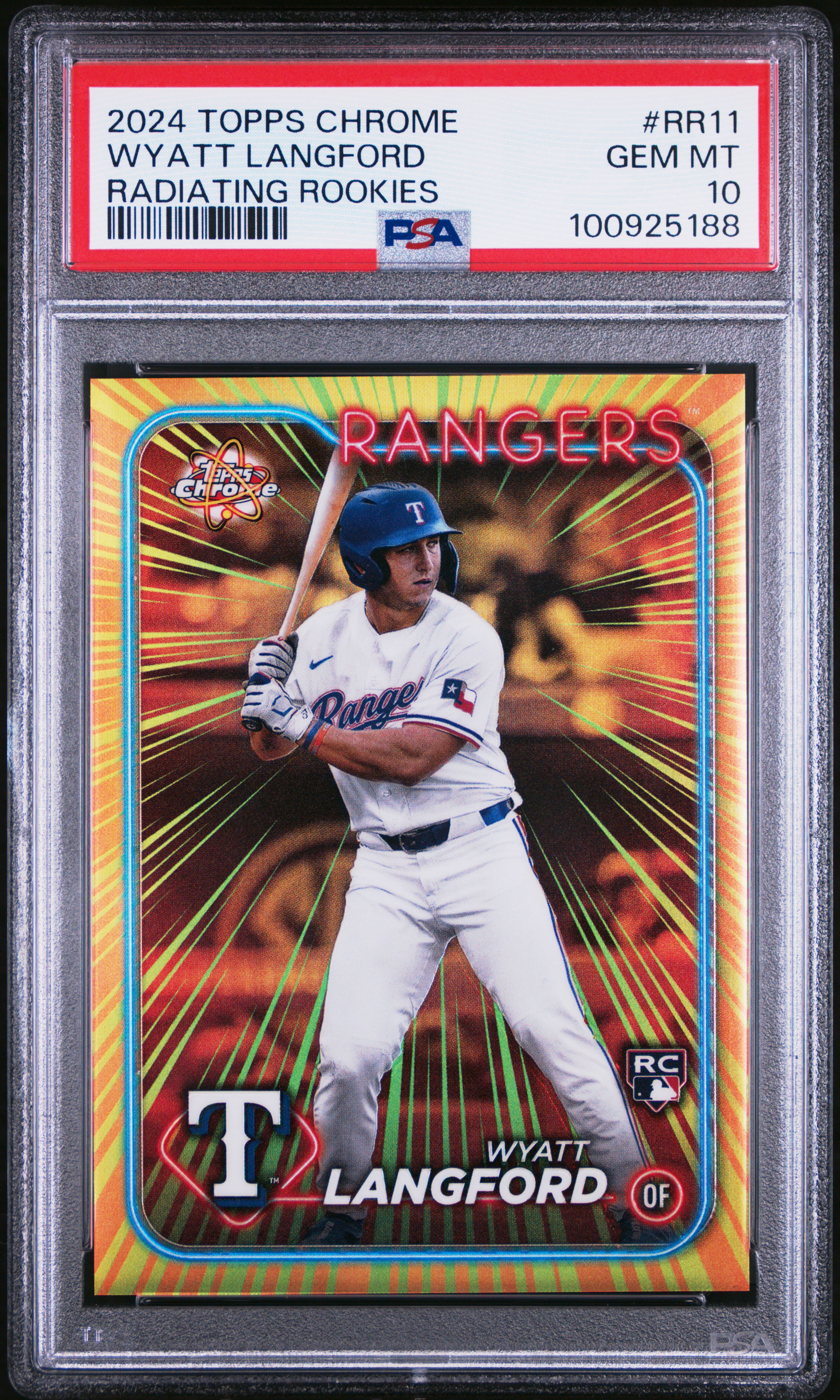 2024 Topps Chrome Radiating Rookies Wyatt Langford #Rr11 Gem Mt 10 front