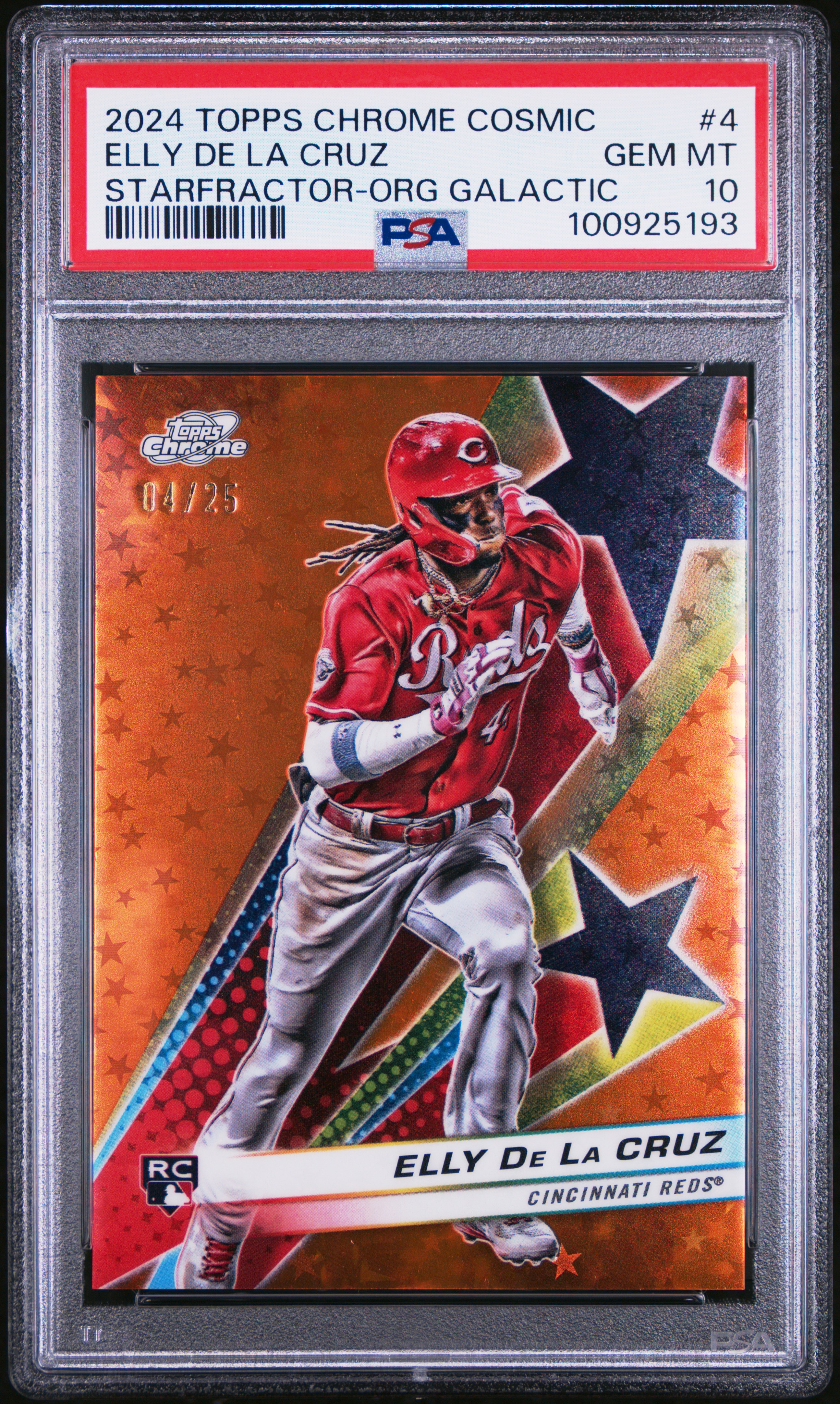 2024 Topps Chrome Cosmic Starfractor Elly De La Cruz #4 (Starfractor-Org Galactic) Gem Mt 10 front