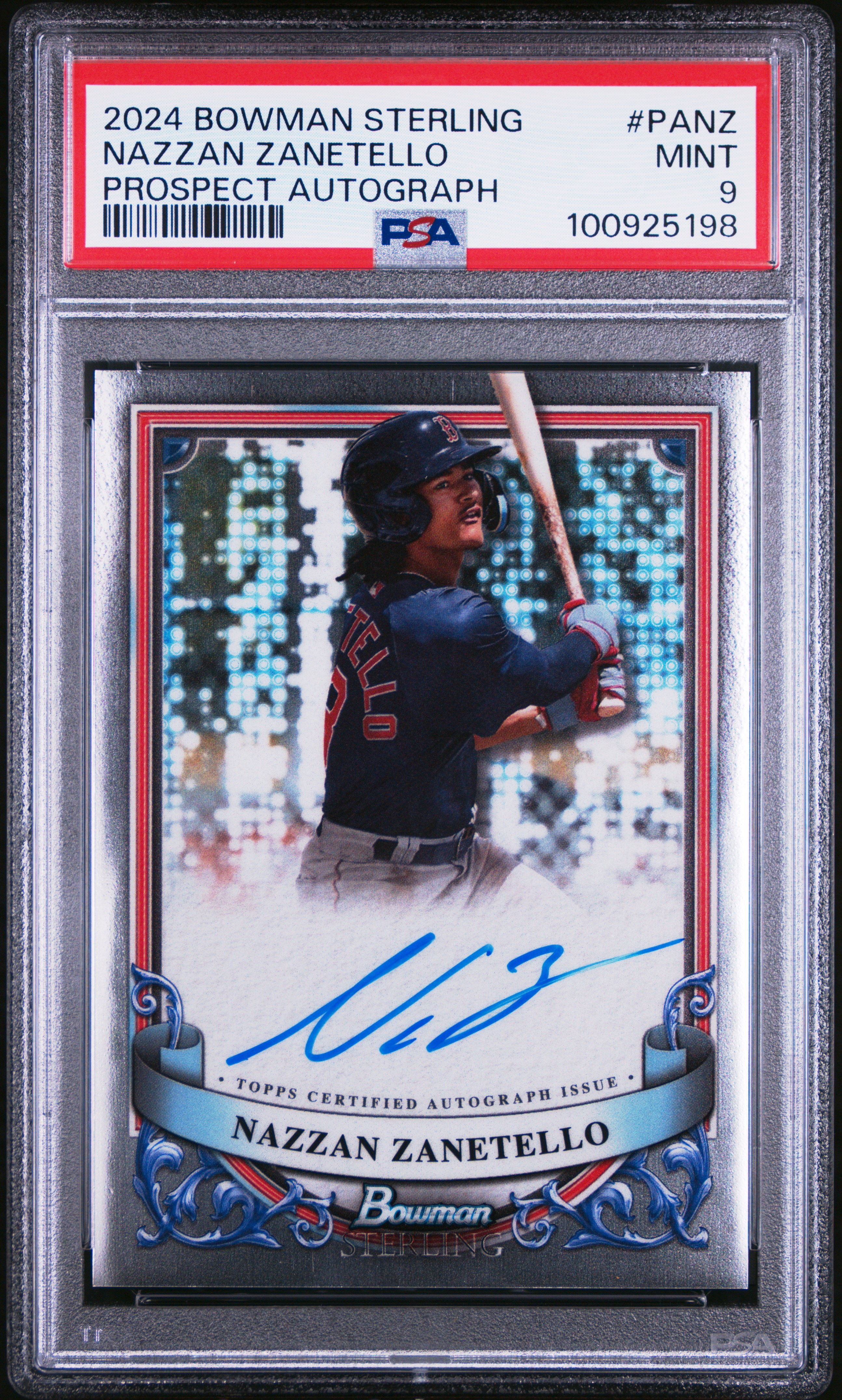 2024 Bowman Sterling Prospect Autographs Nazzan Zanetello #Panz Mint 9 front