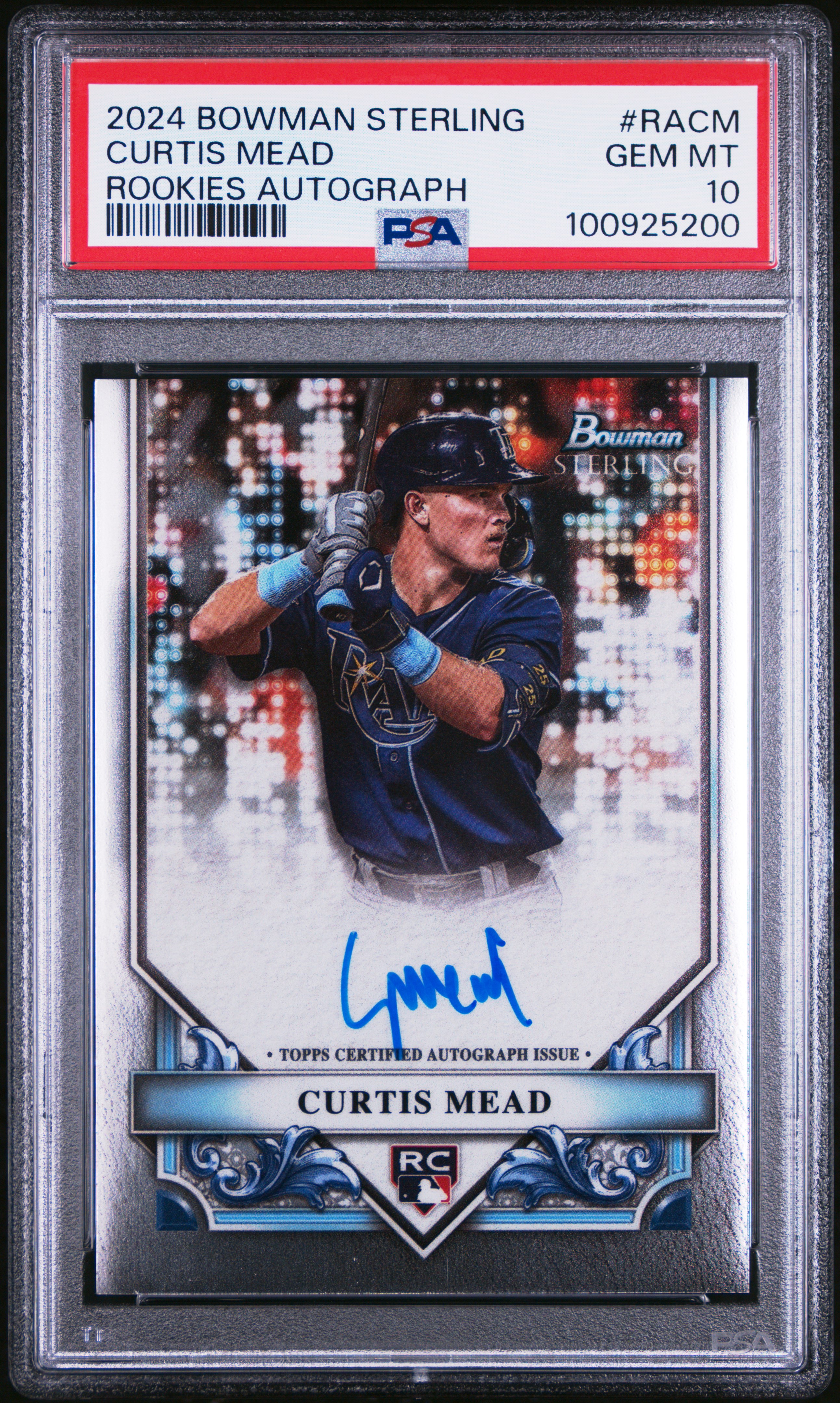 2024 Bowman Sterling Rookies Autographs Curtis Mead #Racm Gem Mt 10 front