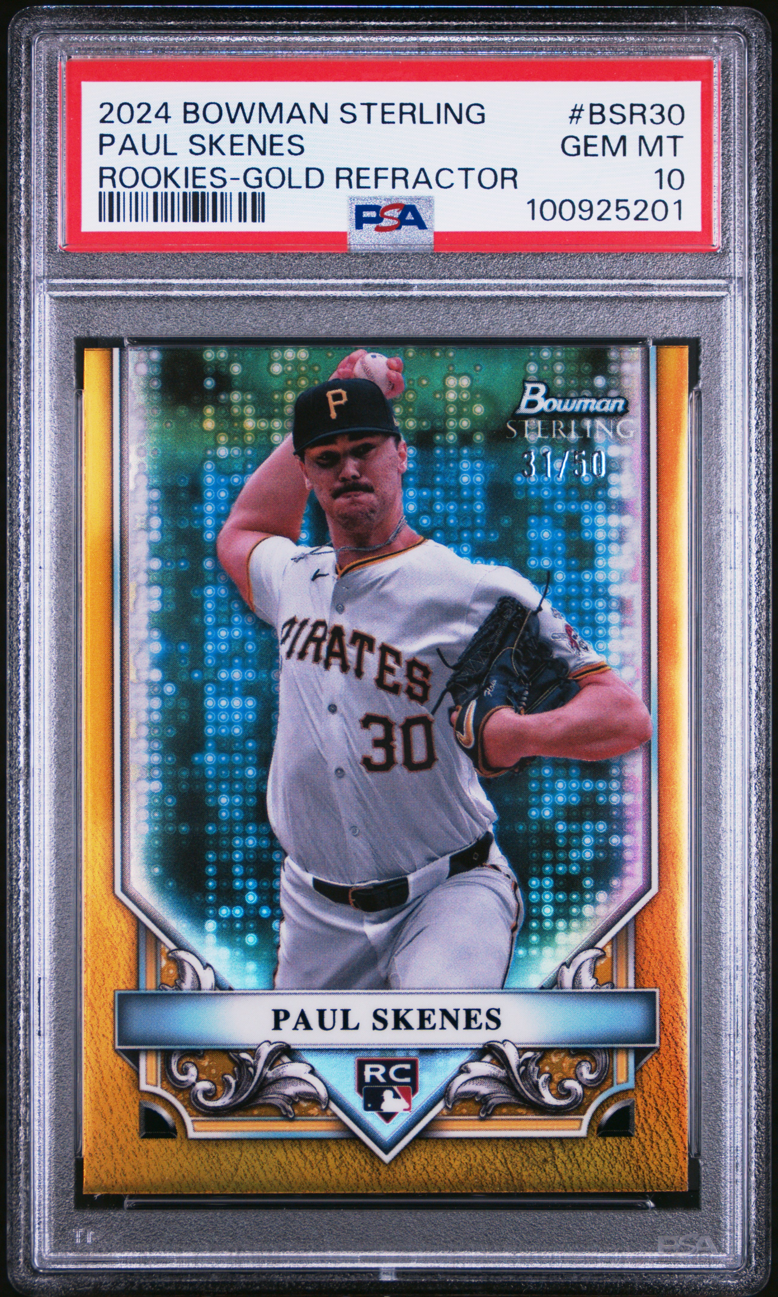 2024 Bowman Sterling Rookies Paul Skenes #Bsr30 (Rookies-Gold Refractor) Gem Mt 10 front