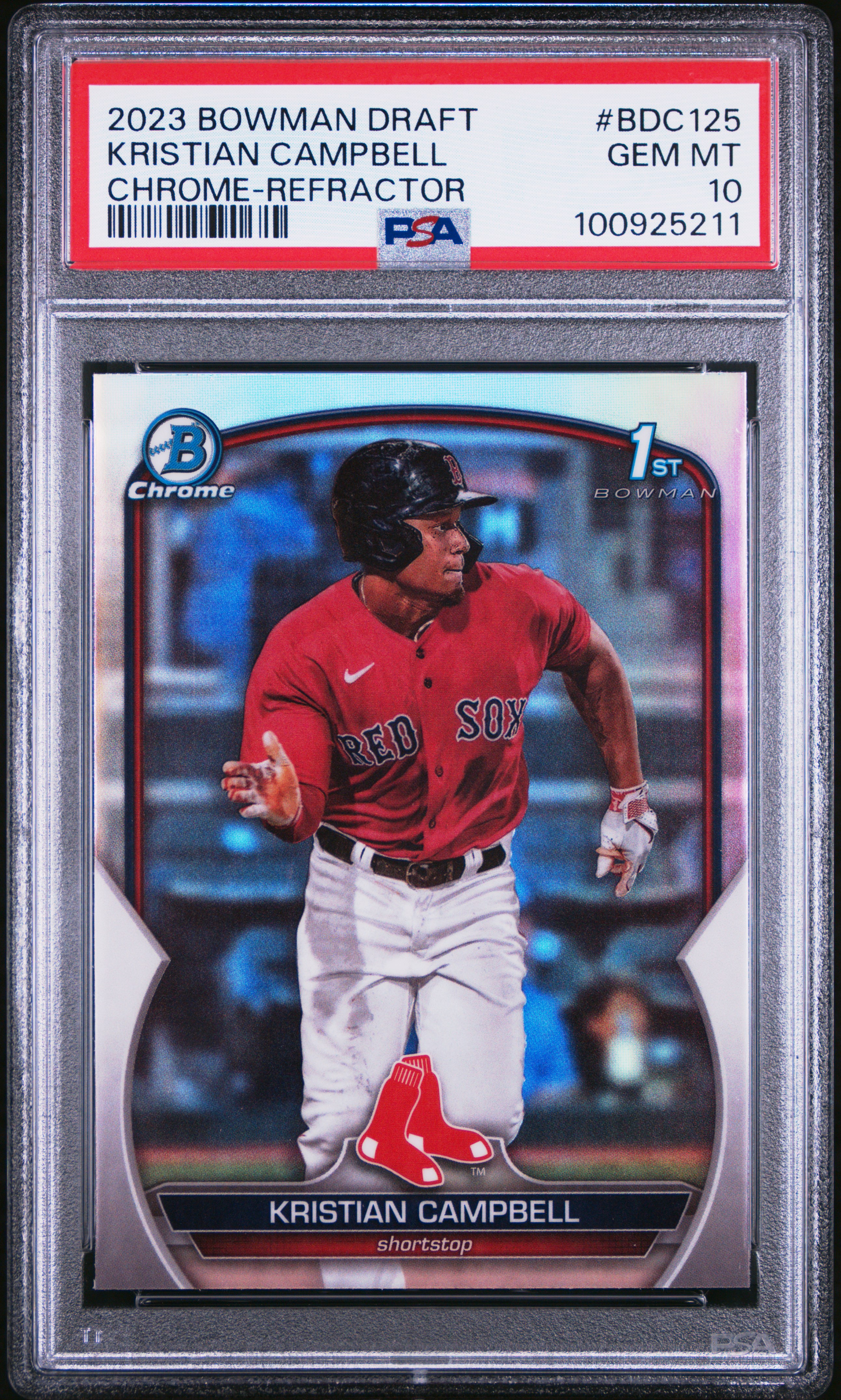 2023 Bowman Draft Kristian Campbell #Bdc125 (Chrome-Refractor) Gem Mt 10 front