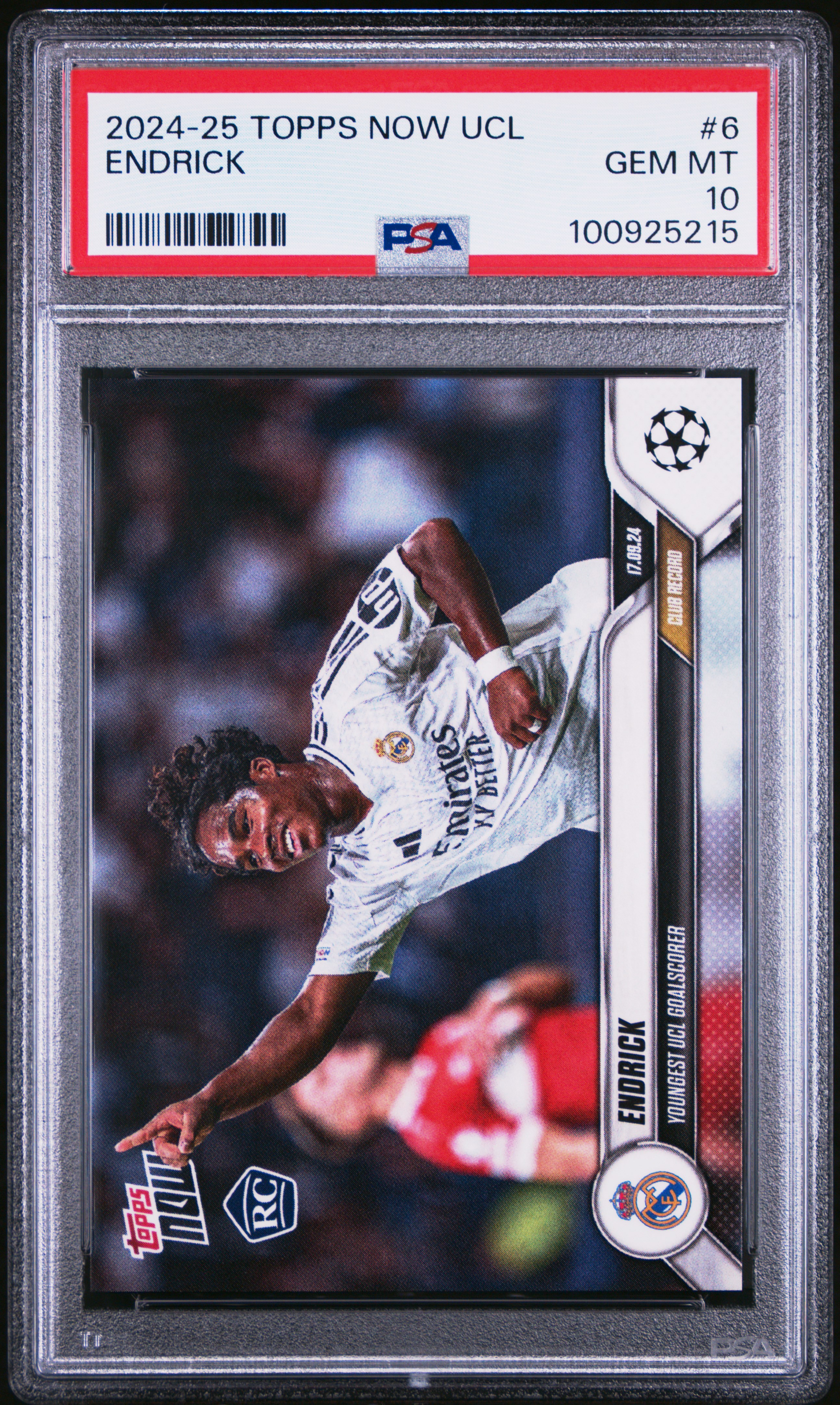 2024-25 Topps Now Uefa Champions League Endrick #6 Gem Mt 10 front