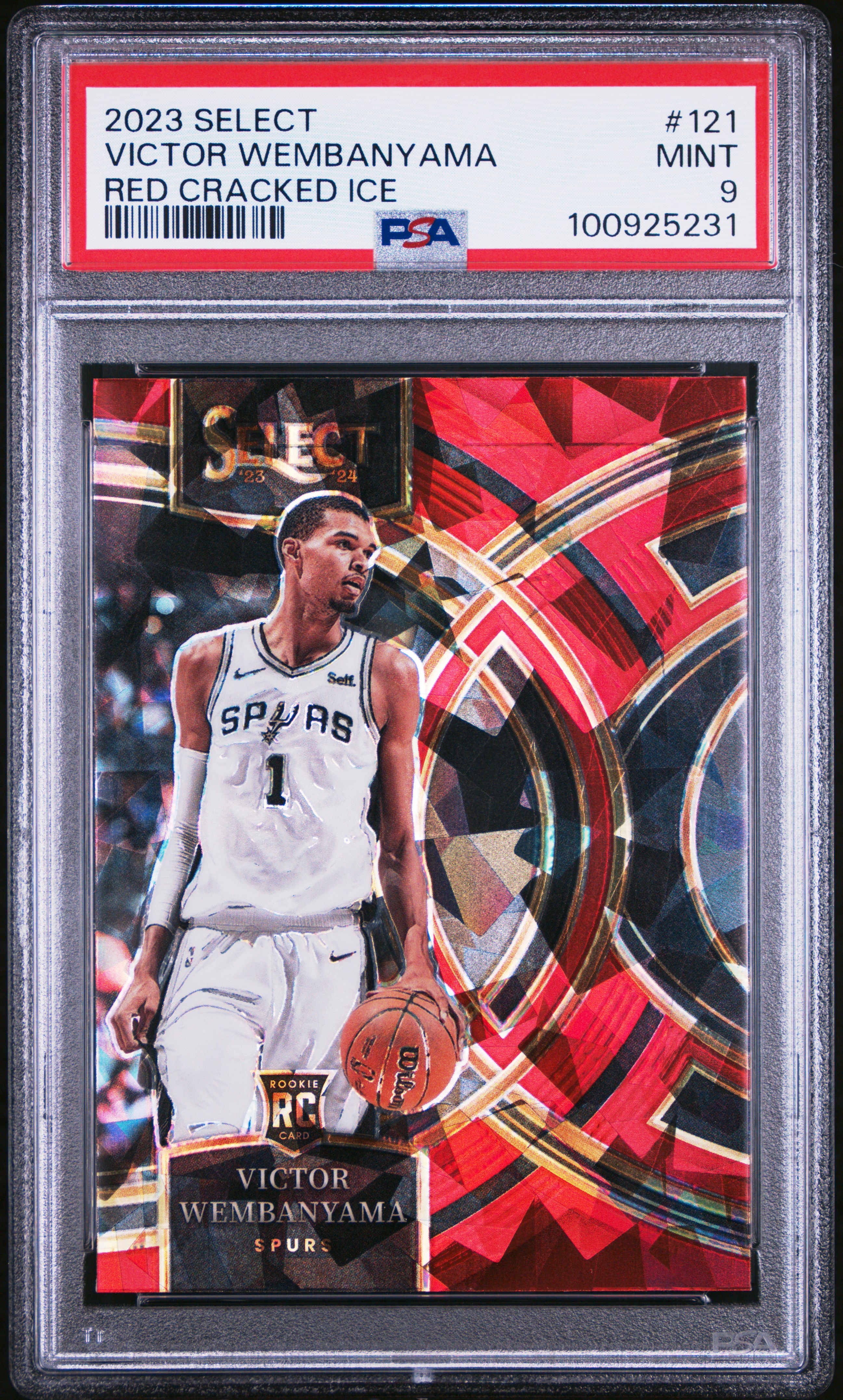 2023 Panini Select Victor Wembanyama #121 (Red Cracked Ice) Mint 9 front