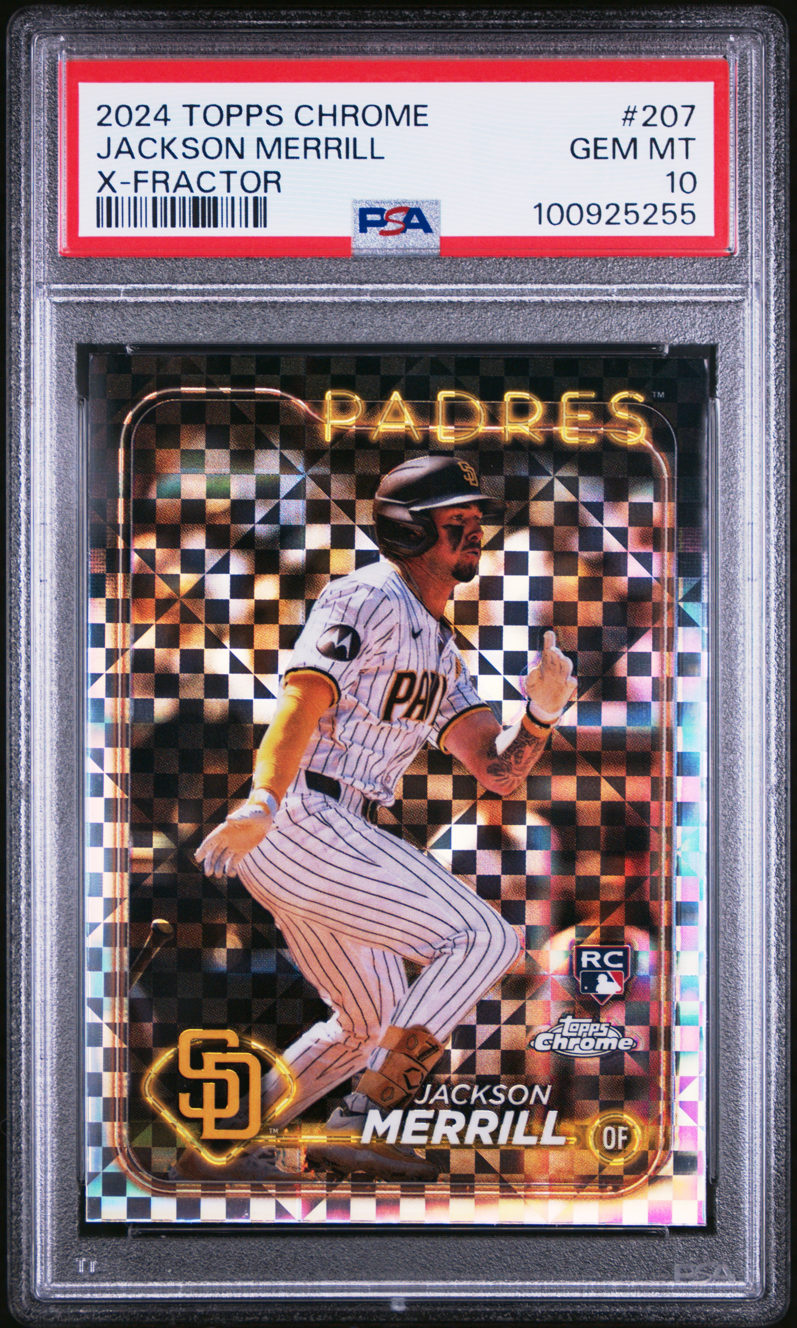 2024 Topps Chrome Jackson Merrill #207 (X-Fractor) Gem Mt 10 front