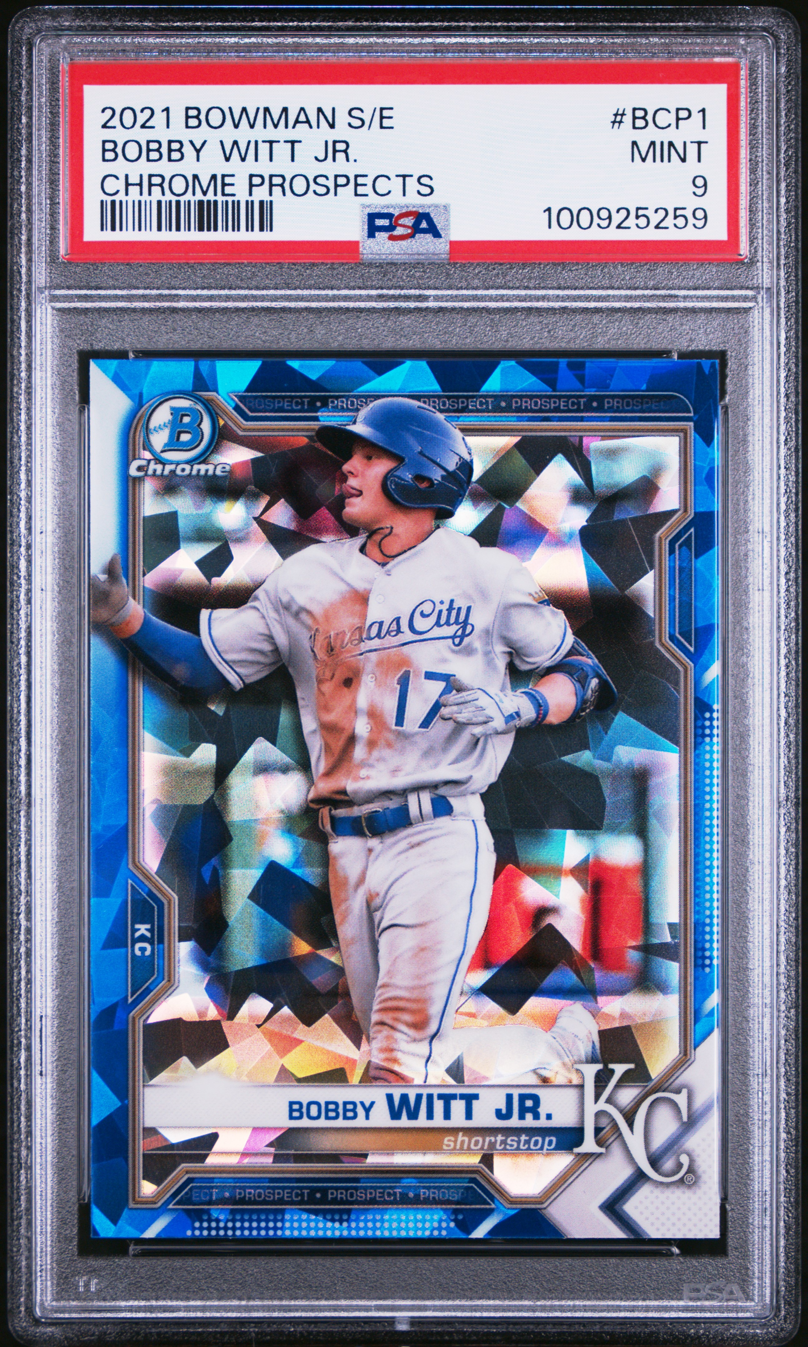 2021 Bowman Sapphire Edition Chrome Prospects Bobby Witt Jr. #Bcp1 (Chrome Prospects) Mint 9 front