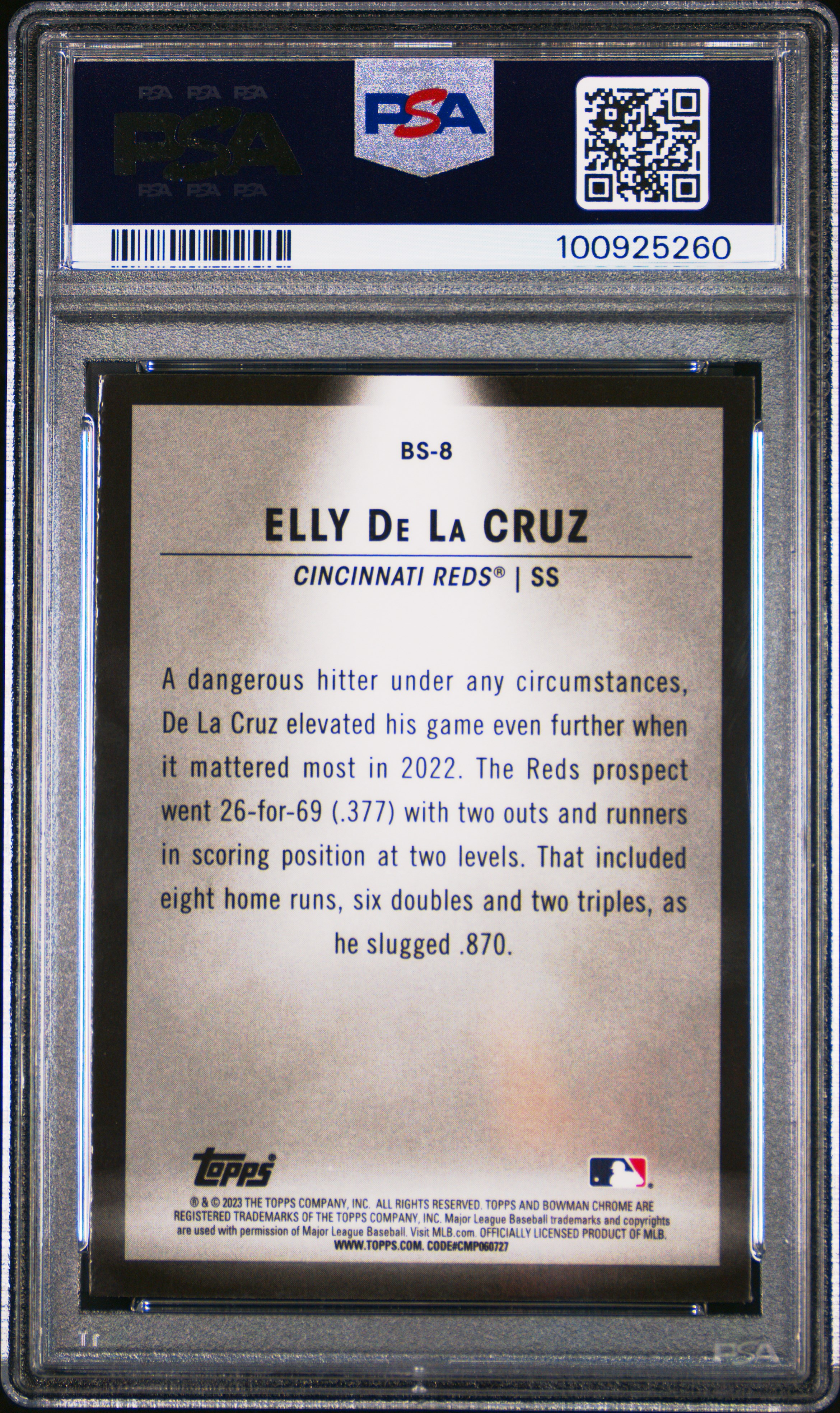 2023 Bowman Spotlights Elly De La Cruz #Bs8 (Spotlights) Mint 9 back