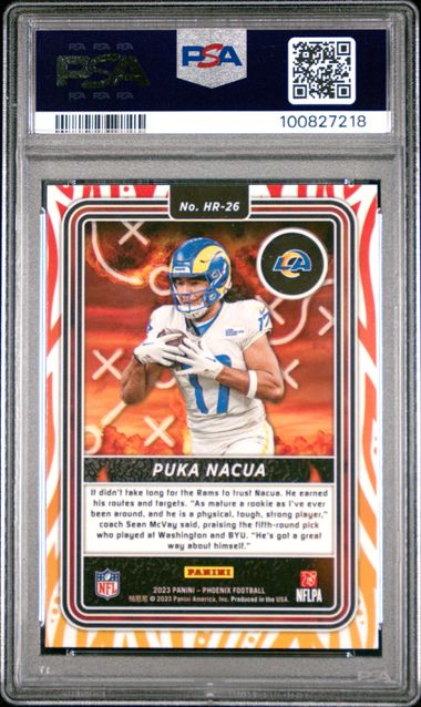 2023 Panini Phoenix Hot Routes Puka Nacua #Hr26 Gem Mt 10 back