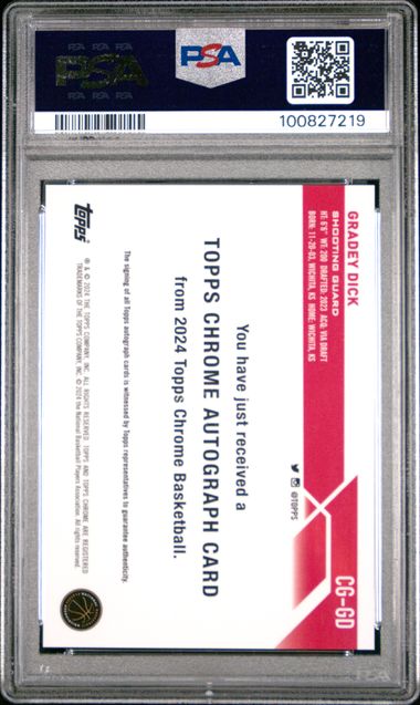 2023 Topps Chrome Topps Chrome Autographs Gradey Dick #Cggd (Autograph) Gem Mt 10 back