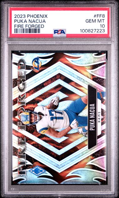 2023 Panini Phoenix Fire Forged Puka Nacua #Ff8 Gem Mt 10 front