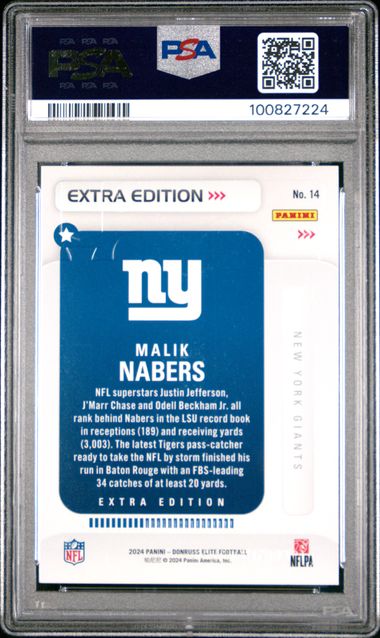 2024 Panini Donruss Elite Extra Edition Malik Nabers #14 Mint 9 back