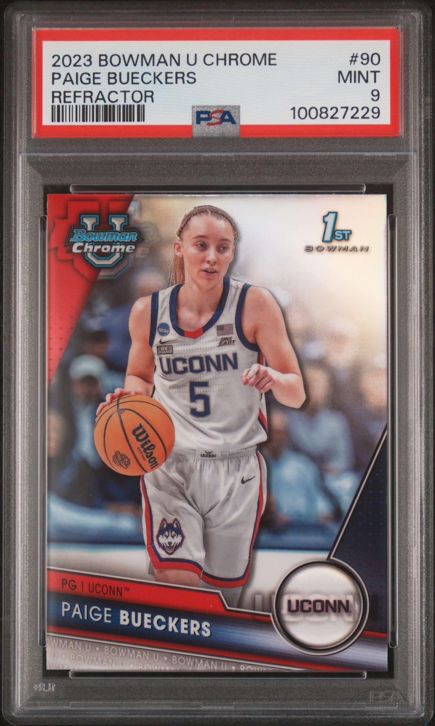 2023 Bowman University Chrome Paige Bueckers #90 (Refractor) Mint 9 front