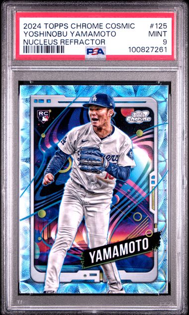 2024 Topps Chrome Cosmic Yoshinobu Yamamoto #125 (Nucleus Refractor) Mint 9 front