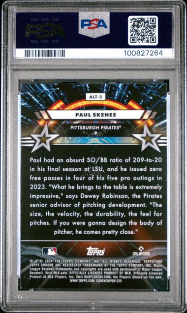 2024 Topps Chrome Cosmic Star Command Paul Skenes #Alt5 Mint 9 back