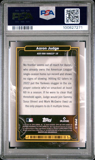 2024 Topps Chrome Cosmic Planetary Pursuit Aaron Judge #1 (Planetary Pursuit-The Sun) Mint 9 back