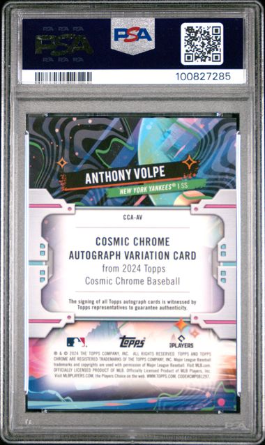 2024 Topps Chrome Cosmic Cosmic Chrome Autographs Anthony Volpe #Av Gem Mt 10 back