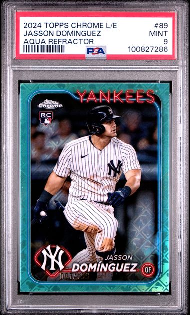 2024 Topps Chrome Logofractor Edition Jasson Dominguez #89 (Aqua Refractor) Mint 9 front