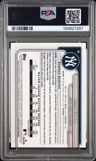 2024 Bowman Chrome Mega Box Juan Soto #89 (Purple Refractor) Mint 9 back