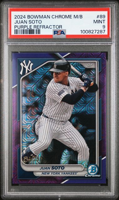 2024 Bowman Chrome Mega Box Juan Soto #89 (Purple Refractor) Mint 9 front