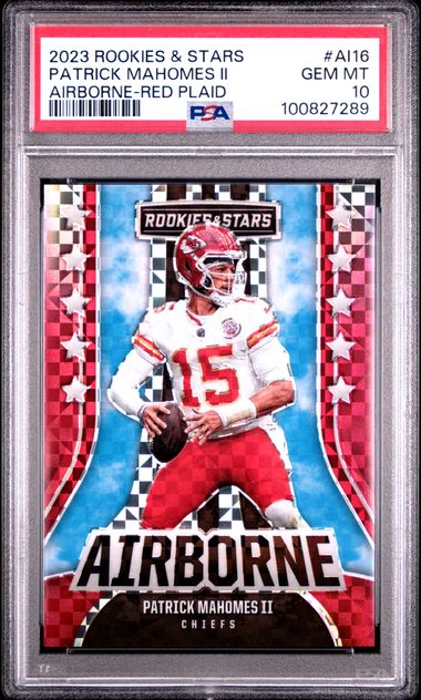 2023 Panini Rookies & Stars Airborne Patrick Mahomes Ii #Ai16 (Airborne-Red Plaid) Gem Mt 10 front