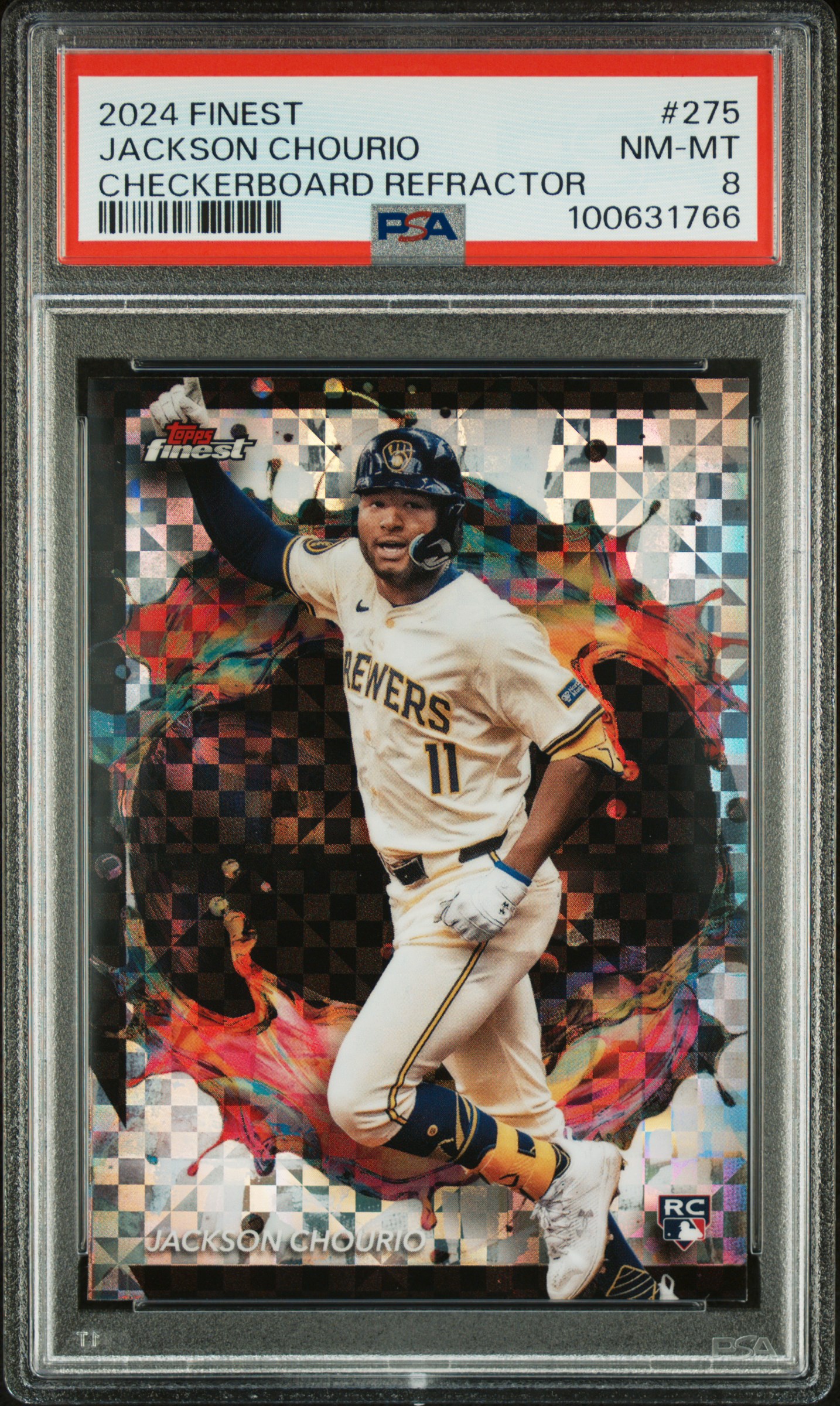 2024 Topps Finest Jackson Chourio #275 (Checkerboard Refractor) Nm-Mt 8 front