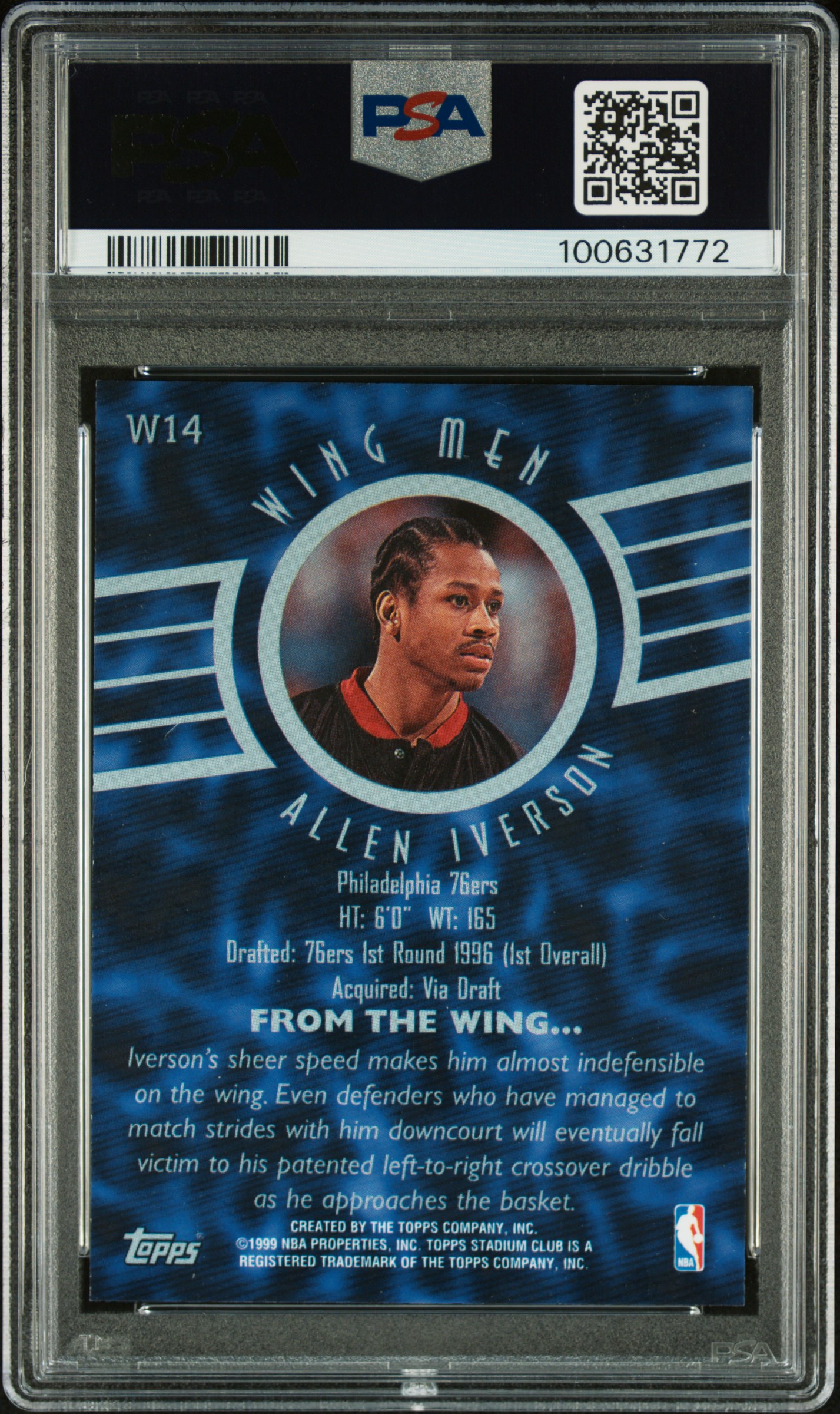 1998 Stadium Club Wing Men Allen Iverson #W14 (Wing Men) Mint 9 back