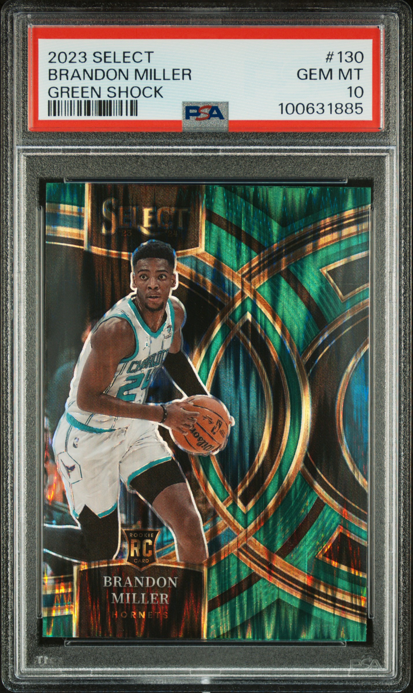 2023 Panini Select Brandon Miller #130 (Green Shock) Gem Mt 10 front