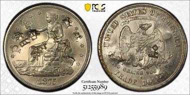 1875-S/CC T$1 FS-501, C-6 OMM Chopmarked N1