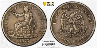 1875-S/CC T$1 FS-502, C-7 OMM XF40