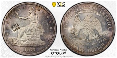 1877-S T$1 Chopmarked MS63