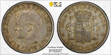 1895-PG V Peso KM-24  Ag AU50