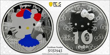2024 €10 Hello Kitty 50th Ann. Ag France Colorized PR69DCAM