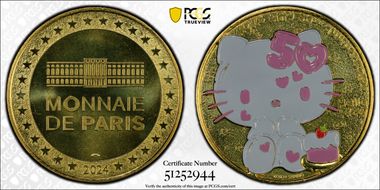 2024 Medal Hello Kitty 50th Ann. Mini-Medal Brass MS68