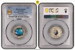 2017 10C Planetary Coins Earth Colorized MS70