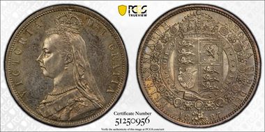 1887 1/2 Cr S-3924 Jubilee Head MS62