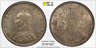 1887 Florin S-3925 Jubilee Head MS63