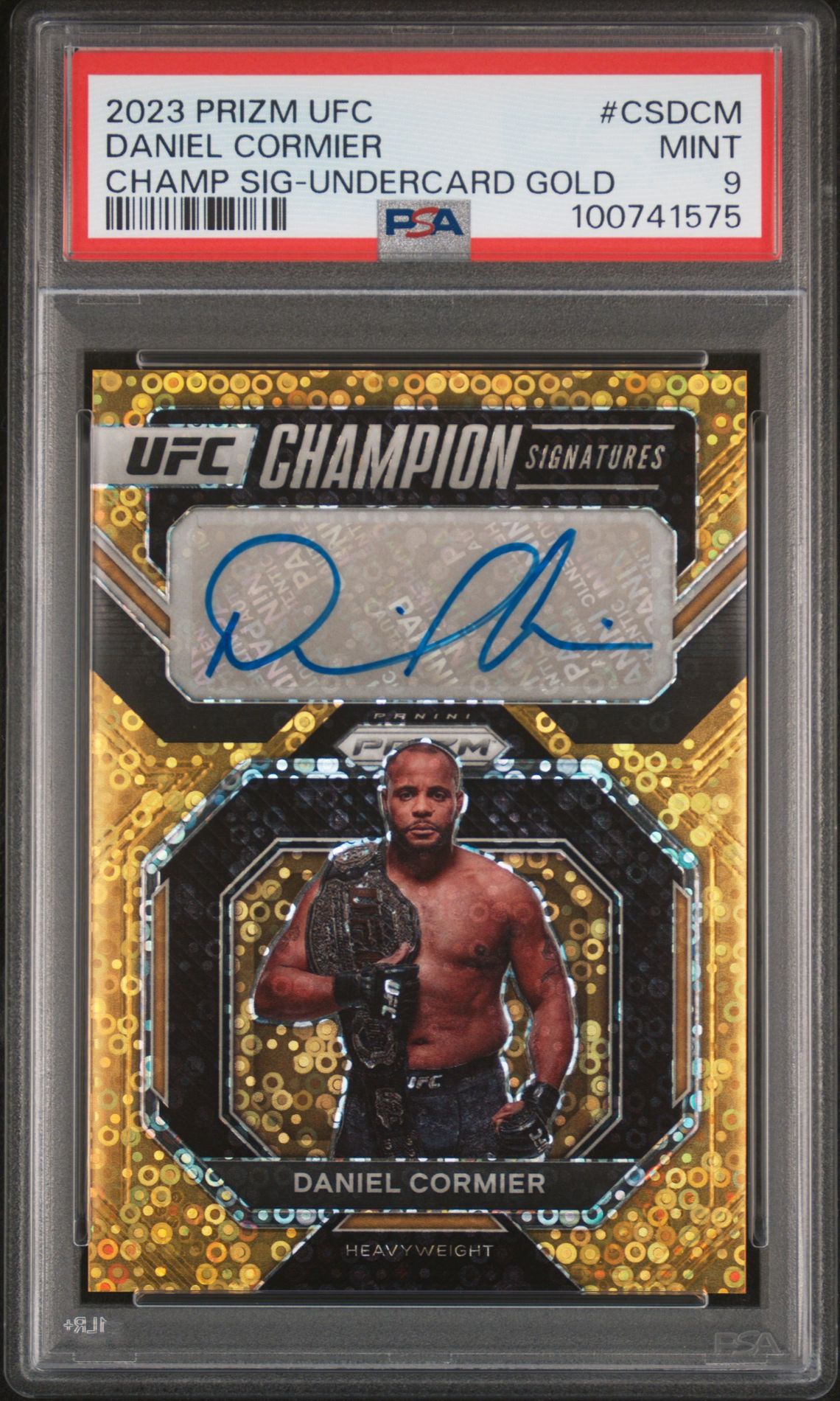 2023 Panini PANINI PRIZM UFC CHAMPION SIGNATURES CHAMP SIG-UNDERCARD GOLD #CSDCM Daniel Cormier front