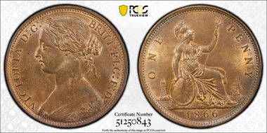 1866 1D S-3954 MS64RB