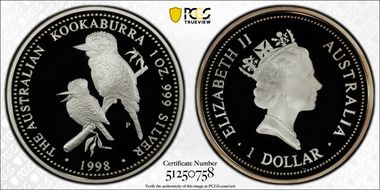 1998-P $1 Kookaburra Ag PR70DCAM