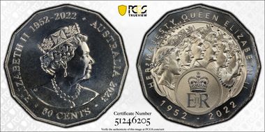 2023 50C Her Majesty QEII Cu-Ni Six Effigies MS69
