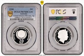 1998 20C United Nations 50th Ann. Ag PR70DCAM