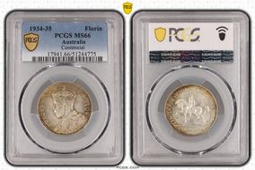 1934-35 Florin Centennial KM-33  Ag MS66