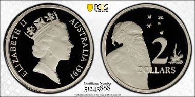 1991 $2 Silver PR70DCAM