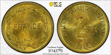 1944 2 Fr Gad-537 F-271 FRANCE MS63